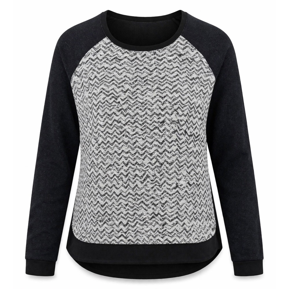 Maurices chevron Womens Sweatshirt Black Long Sleeve Pullover Top 1X cozy sporty